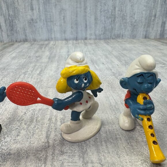 Schleich Smurf Lot of 6 Smurf Figures Vintage Peyo USED 70 80s Teacher Smurfette - Picture 3 of 16